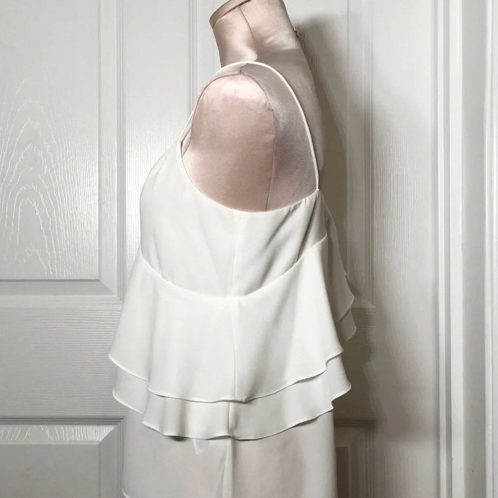 J. Crew White Ruffled Layered Cami Top Sz 4
